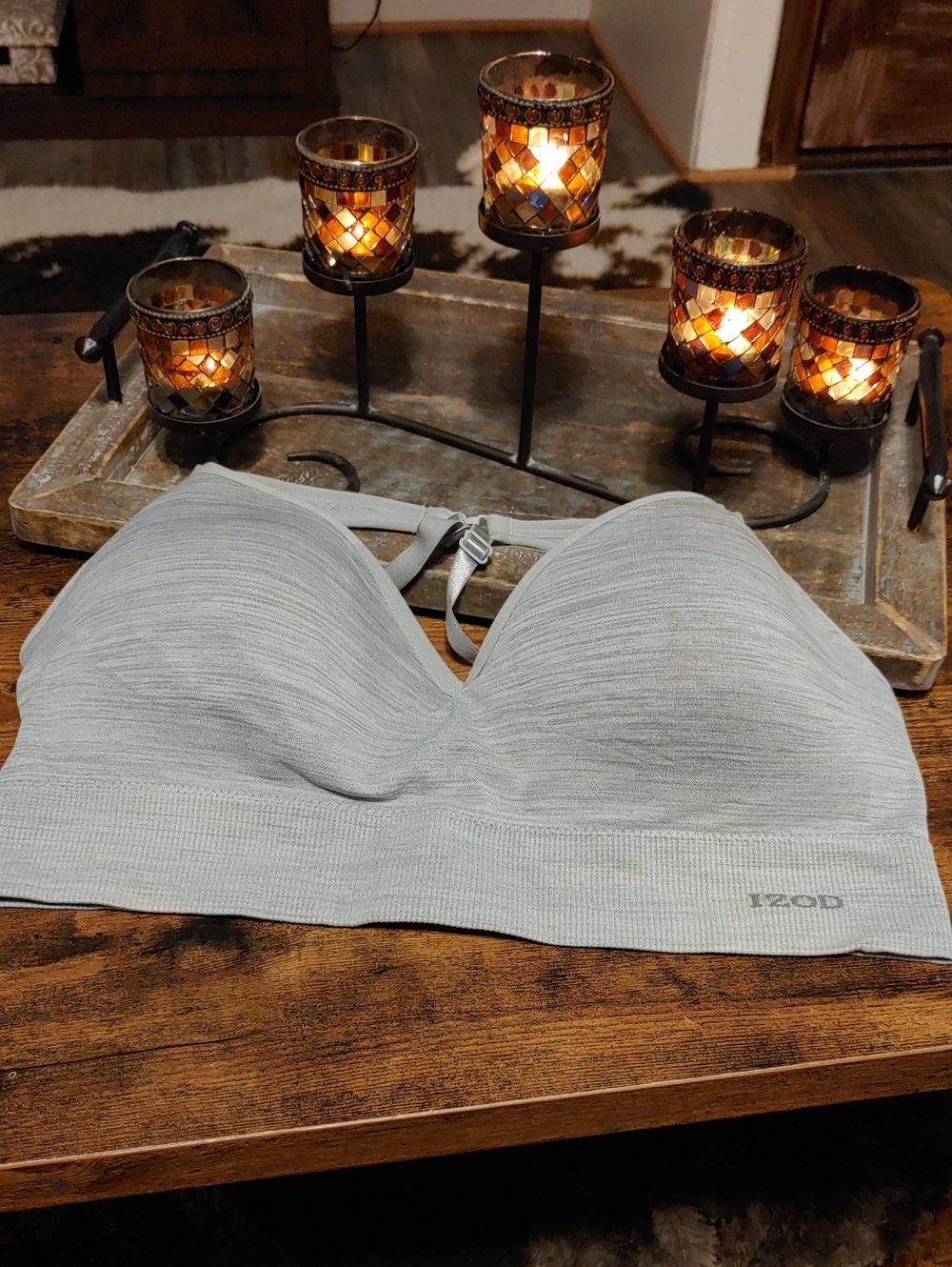 Like New Izod 3X Heathered Grey Padded Wirefree Racerback Bra